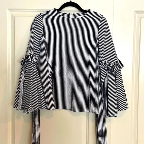 ChicWish Blue Stripped Top With Bell Sleeves. Size XS/S - Picture 1 of 4